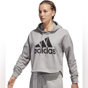 ADIDAS Women's Gray Cropped OVERSIZED Hoodie